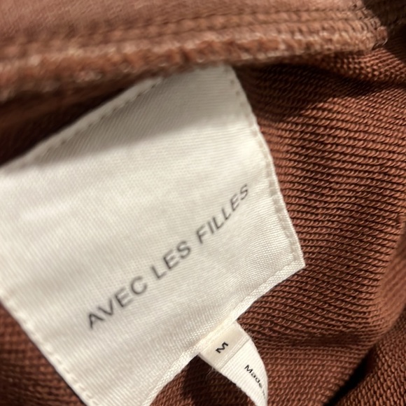 Avec Les Filles French Terry Pigment Dyed Shacket in Tan / Brown Color - Picture 5 of 5